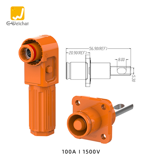 惟兴光孔可旋转橙色E100储能连接器IP67防水
