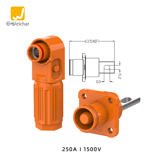 惟兴光孔式橙色E250正极IP67防水250A不可旋转储能连接器