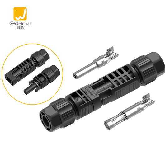 惟兴PV4系列65A手工解锁冲压针线对线太阳能光伏IP68防水连接器