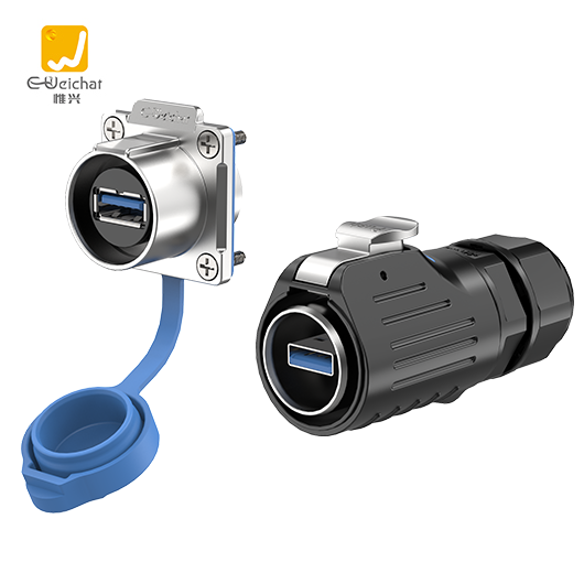 LP24型USB3.0高速传输数据法兰式防水连接器航空插头插座